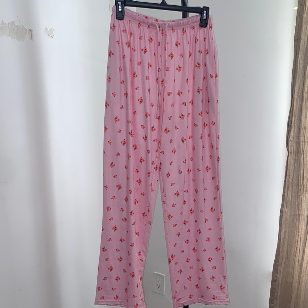 Pink Floral Pajama Pants